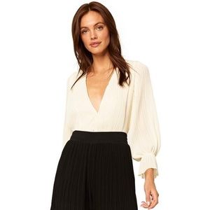 Misa Los Angeles Pleated Chiffon Bodysuit, XS